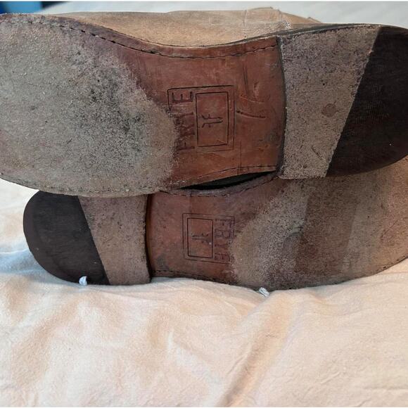 Frye Paige Tall Leather Riding Boots Gray Tan Sz 9.5B Distressed Boho Western - Picture 4 of 5